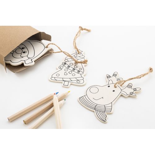 Set d'ornements de Noël en bois à colorier - Activité créative