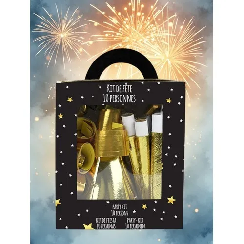 Boîte Cotillons 10 Personnes Dorée - Personnalisable par Sérigraphie