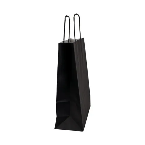 Sac papier kraft noir anses torsadées personnalisable - 18x8x24 cm