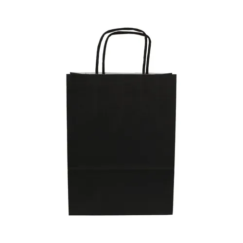Sac papier kraft noir anses torsadées personnalisable - 18x8x24 cm
