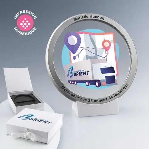 Médaille Prestige Verre & Métal - Or, Argent, Bronze avec Coffret