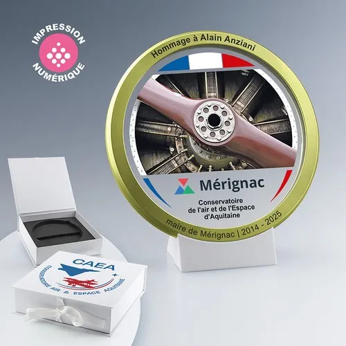 Médaille Prestige Verre & Métal - Or, Argent, Bronze avec Coffret