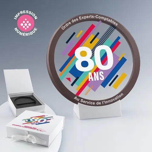 Médaille Prestige Verre & Métal - Or, Argent, Bronze avec Coffret
