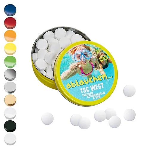 Boîte métal XS pastilles menthe Stévia personnalisable - 18g