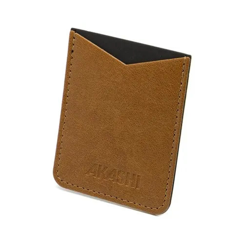 PORTE-CARTE POUR SMARTPHONE AVEC ADHESIF 3M CUIR RECYCLÉ MARRON - MADE IN EUROPE