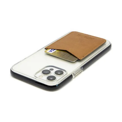 PORTE-CARTE POUR SMARTPHONE AVEC ADHESIF 3M CUIR RECYCLÉ MARRON - MADE IN EUROPE