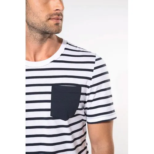 T-shirt rayé marin avec poche personnalisable homme