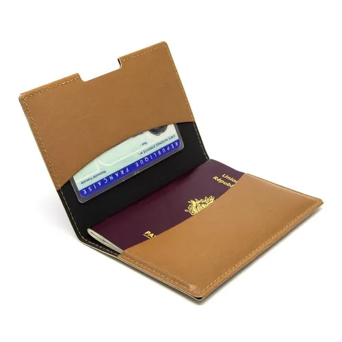 PORTE-PASSEPORT / CARTE GRISE / ASSURANCE EN SIMILI-CUIR LISSE MARRON - MADE IN EUROPE