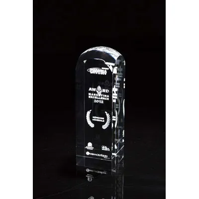 Trophée Bloc Verre Optique 3D Laser 60x60x90mm Personnalisable