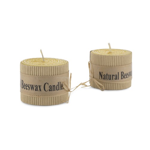 Set de 2 Bougies en Cire d'Abeille Naturelle - Coffret Cadeau