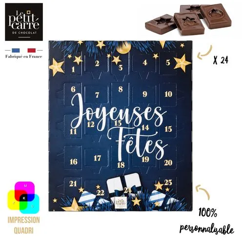 Calendrier de l'Avent Chocolat au Lait 125g Personnalisable