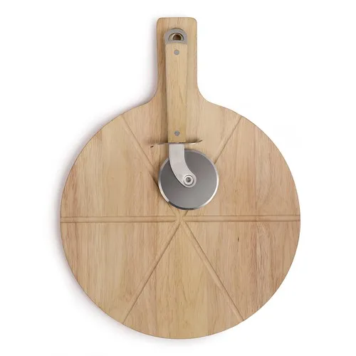 Set à Pizza en Bois d'Acacia Personnalisable avec Roulette