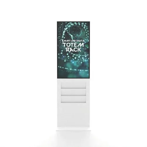 Totem Digital 43" avec Porte-Brochures 6xA4 - Écran Blanc