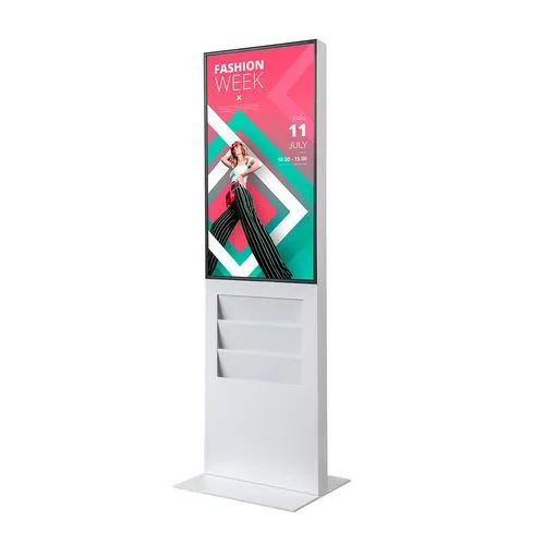 Totem Digital 43" avec Porte-Brochures 6xA4 - Écran Blanc