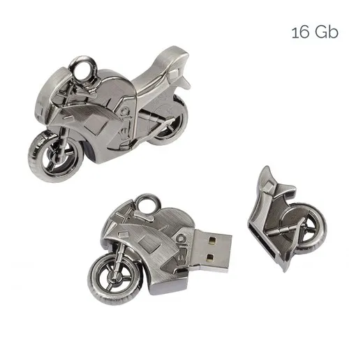 Clé USB Moto en Métal Brossé - Personnalisable par Sérigraphie