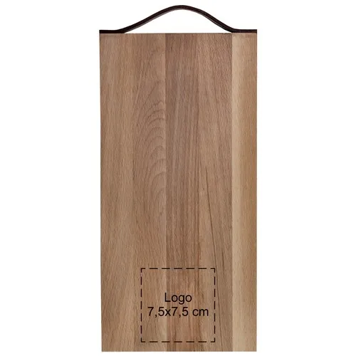 Planche à servir hêtre et cuir personnalisable 33x16 cm