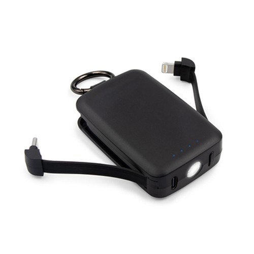 Power Bank 4000 mAh Multifonction avec Mousqueton et Lampe LED 1W