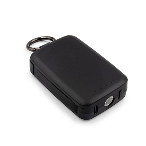 Power Bank 4000 mAh Multifonction avec Mousqueton et Lampe LED 1W