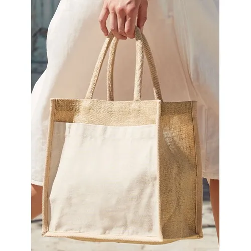 Cotton Pocket Natural Starched Jute Midi Tote