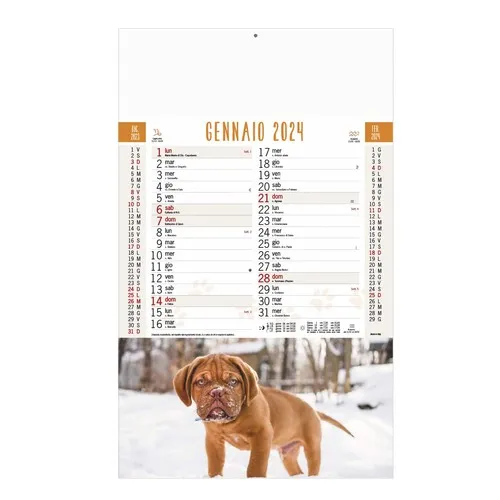 Calendrier Trimestriel Chiens et Chats Personnalisable - 28,8x47 cm