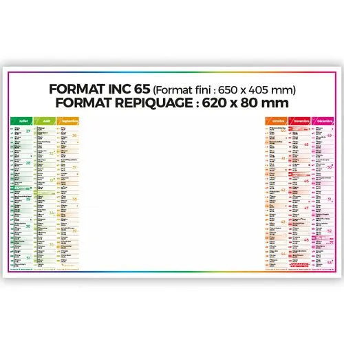 Calendrier Bancaire Effaçable 2026 Semestriel - Format 65x40 cm