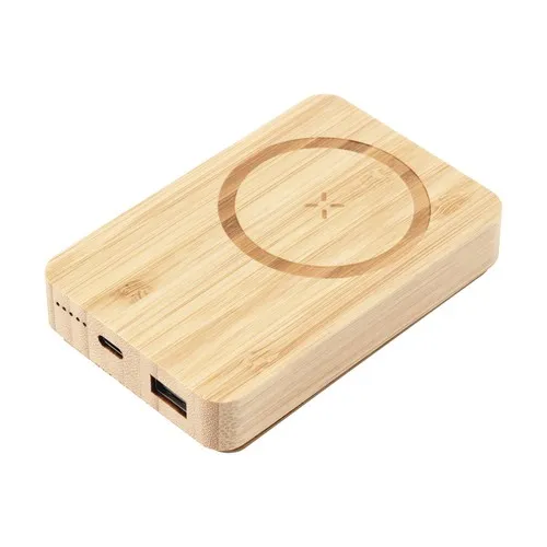 Batterie Externe Sans Fil 5000 mAh en Bambou Personnalisable