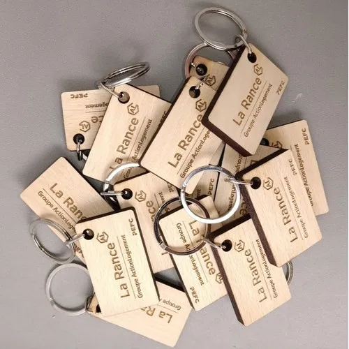 Porte-clés personnalisables bois et plexi avec gravure laser