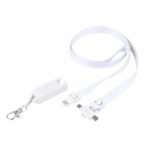 Câble de chargement 3-en-1 Lanyard USB Charger Lanyard Blanc