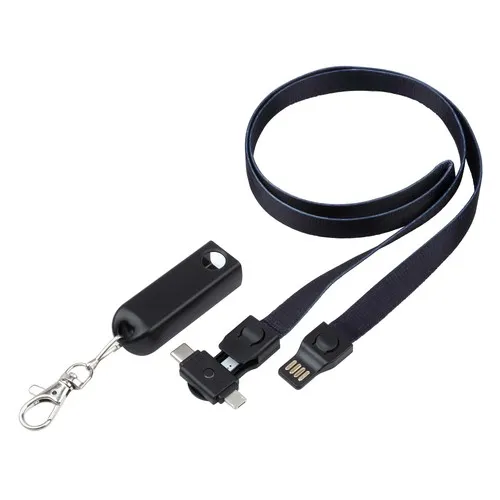 Câble de chargement 3-en-1 Lanyard USB Charger Lanyard Blanc