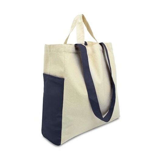 Sac Shopping Coton 240g/m² avec Double Anses et Poches Latérales