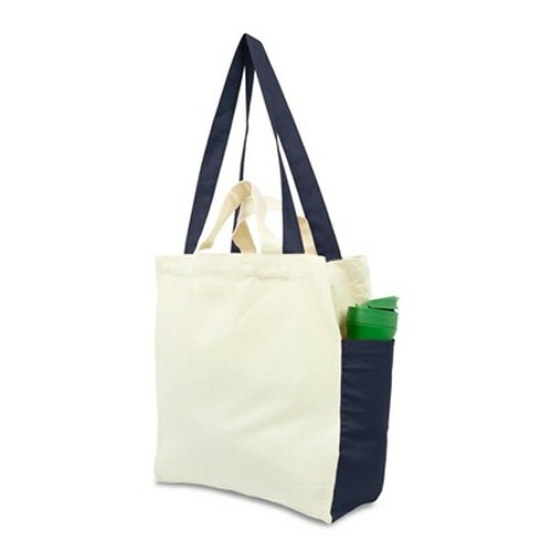 Sac Shopping Coton 240g/m² avec Double Anses et Poches Latérales