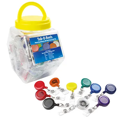Coffret 100 Enrouleurs Yoyo Ronds Multicolores pour Badges Professionnels