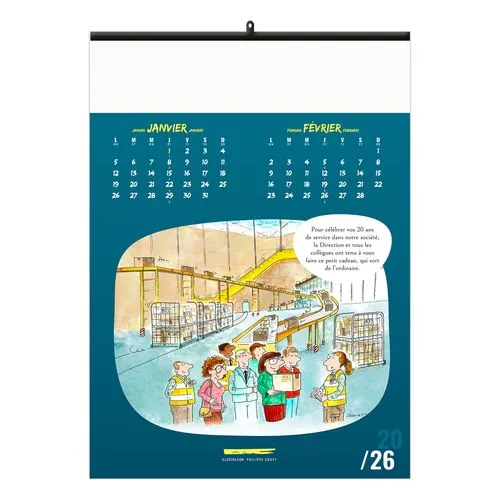 TRAIT D'HUMOUR 2026 - 6 FEUILLETS - RELIURE BAGUETTE - MARQUAGE 1 COULEUR