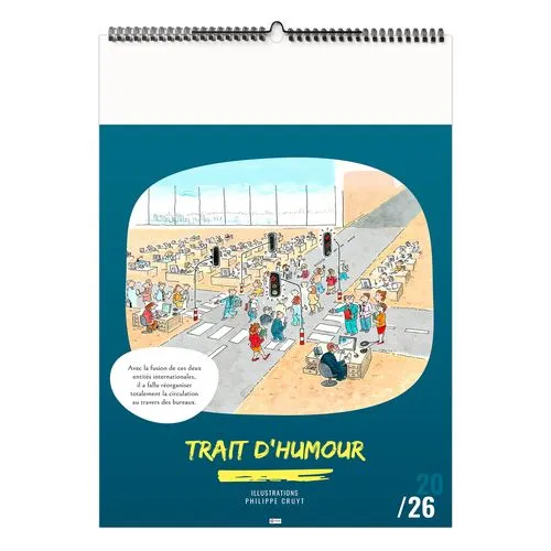 TRAIT D'HUMOUR 2026 - 6 FEUILLETS - RELIURE BAGUETTE - MARQUAGE 1 COULEUR