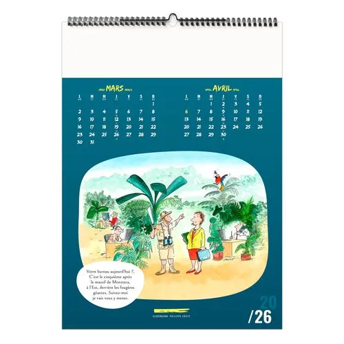 TRAIT D'HUMOUR 2026 - 6 FEUILLETS - RELIURE BAGUETTE - MARQUAGE 1 COULEUR