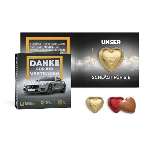 CARTE PERSONNALISABLE avec coeur en chocolat Lindt 5 g