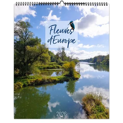 FLEUVES D'EUROPE 2026 - SMALL 330 x 400 mm - MARQUAGE 1 COULEUR - RELIURE BAGUETTE
