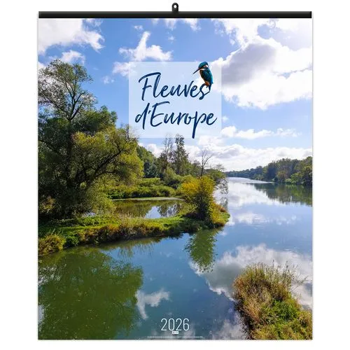 FLEUVES D'EUROPE 2026 - SMALL 330 x 400 mm - MARQUAGE 1 COULEUR - RELIURE BAGUETTE