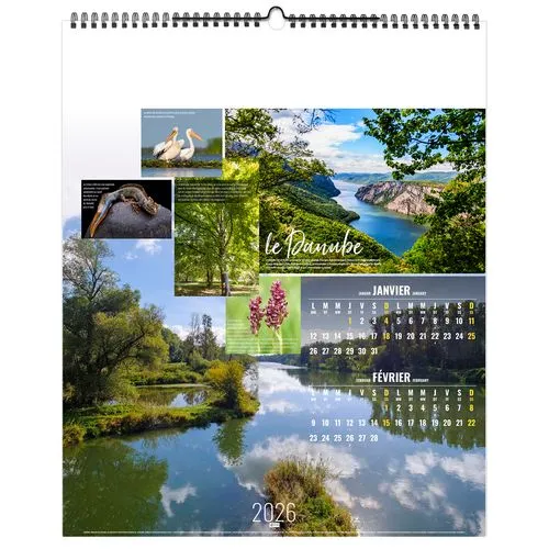 FLEUVES D'EUROPE 2026 - SMALL 330 x 400 mm - MARQUAGE 1 COULEUR - RELIURE BAGUETTE