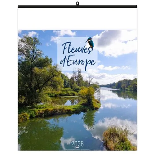 FLEUVES D'EUROPE 2026 - SMALL 330 x 400 mm - MARQUAGE 1 COULEUR - RELIURE BAGUETTE