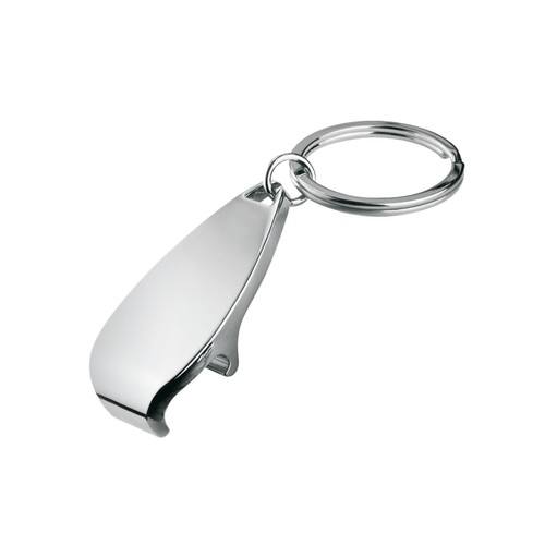 Porte-clés décapsuleur métal chromé personnalisable
