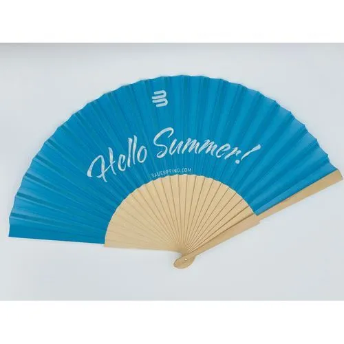 Éventail XXL Bois et Tissu Personnalisable - Grand Format Premium