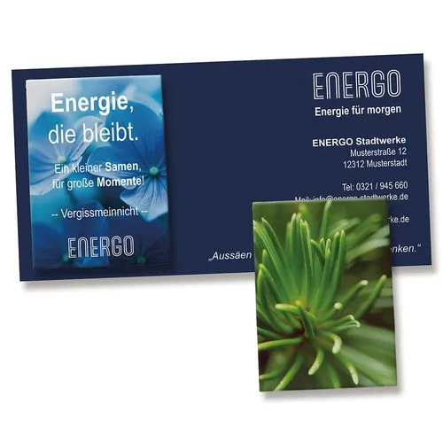 Sac de Graines d'Epicéa sur Carte Publicitaire Personnalisée