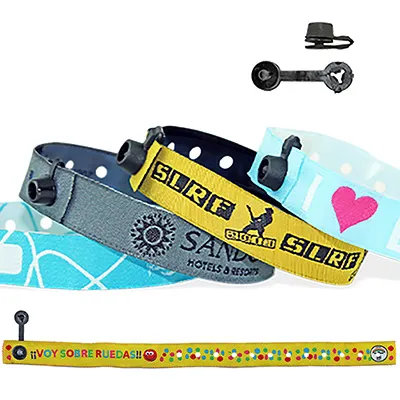 Bracelets tissu sécurisés avec fermeture pression inviolable