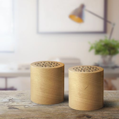 Set de 2 Enceintes Bluetooth en Bois Personnalisables - Stéréo 3W