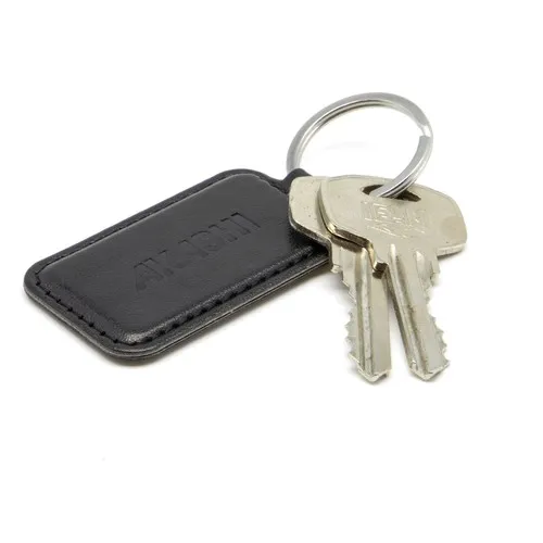 PORTE-CLE EN SIMILI-CUIR LISSE NOIR - MADE IN EUROPE