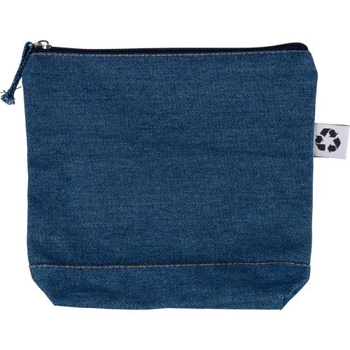 Trousse de maquillage en denim recyclé personnalisable - 21 x 18,5 cm