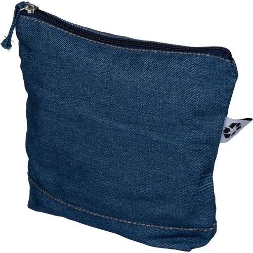 Trousse de maquillage en denim recyclé personnalisable - 21 x 18,5 cm