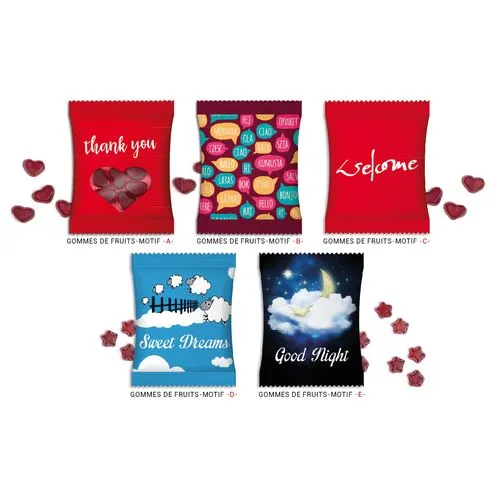 GOMMES DE FRUITS GELIFIES avec 10% de fruits dans un sachet standard