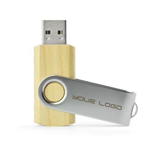 Clé USB Twister 8 GB Bois & Métal - Personnalisable par Gravure